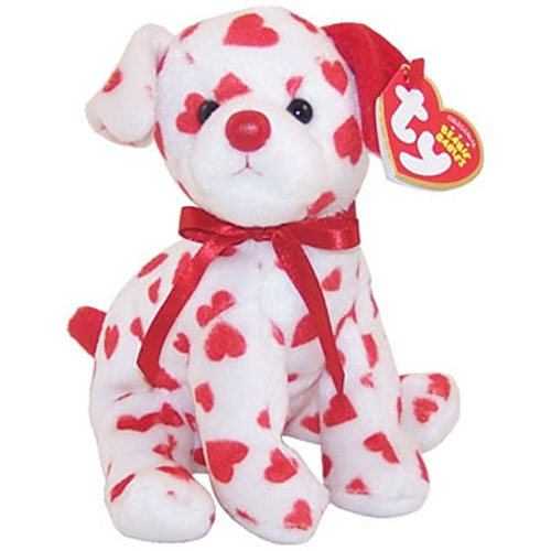TY Beanie Baby - HEARTS the Red & White Dog (6 inch)