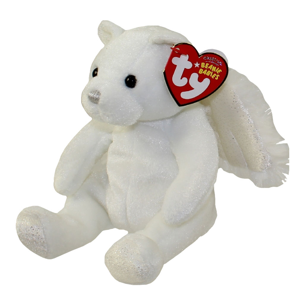 Holding Blue Star - Ideation Exclusive Ty Beanie Baby STAR the Angel Bear 