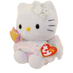 TY Beanie Baby - HELLO KITTY ( GOLD ANGEL ) ( w/ wings & pink trimmed star - 6 inch ) RARE