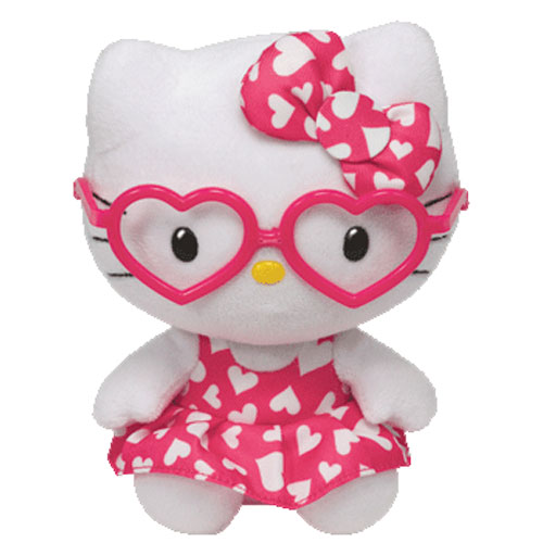 TY Beanie Baby - HELLO KITTY (Pink Heart Glasses & dress - 6 inch)