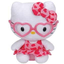 TY Beanie Baby - HELLO KITTY (Dark Pink with Pink Heart Dress & Glasses - 6 inch)