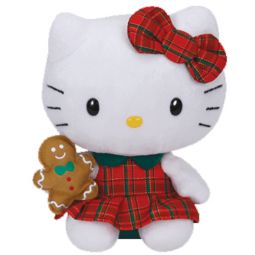 TY Beanie Baby - HELLO KITTY (Plaid Christmas Dress with Gingerbread - 6 inch)