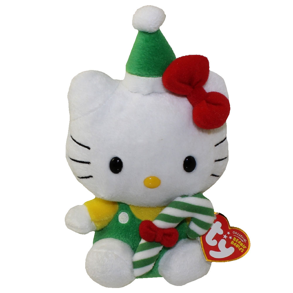 TY Beanie Baby - HELLO KITTY ( GREEN CANDY CANE) (7.5 inch)