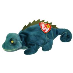 TY Beanie Baby - IGGY the Iguana (dark fabric w/ spikes) (9.5 inch)