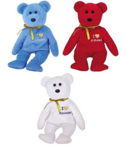 TY Beanie Babies - I LOVE STATE BEAR TRIO (Set of 3 - Alabama, Louisiana & Mississippi) (8.5 inch)