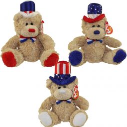 TY Beanie Babies - INDEPENDENCE Bears (Set of 3 - Red, White & Blue Versions) (8 inch)