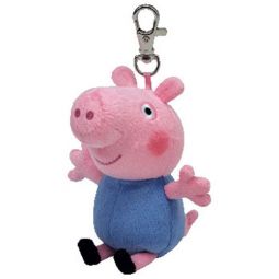 TY Beanie Baby - GEORGE the Pig ( Metal Key Clip - UK Exclusive - Peppa Pig ) (4.5 inch)