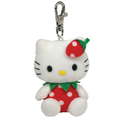TY Beanie Baby - HELLO KITTY ( STRAWBERRY ) ( Metal Key Clip - UK Exclusive) (3 inch)
