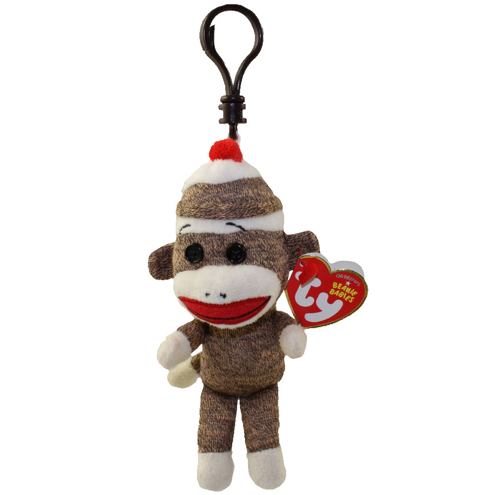 TY Beanie Baby - SOCKS the Sock Monkey (Brown) ( Plastic Key Clip ) (5.5 inch)