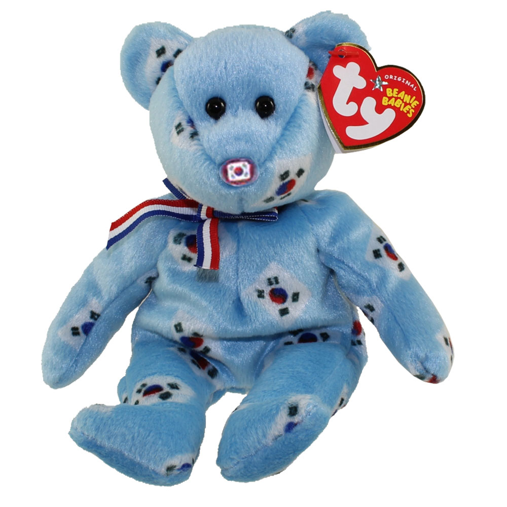 TY Beanie Baby - KOREA the Bear *w/ FLAG NOSE* (Korean Exclusive) (8.5 inch)