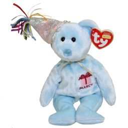 TY Beanie Baby - MARCH the Teddy Birthday Bear (w/ hat) (9.5 inch)