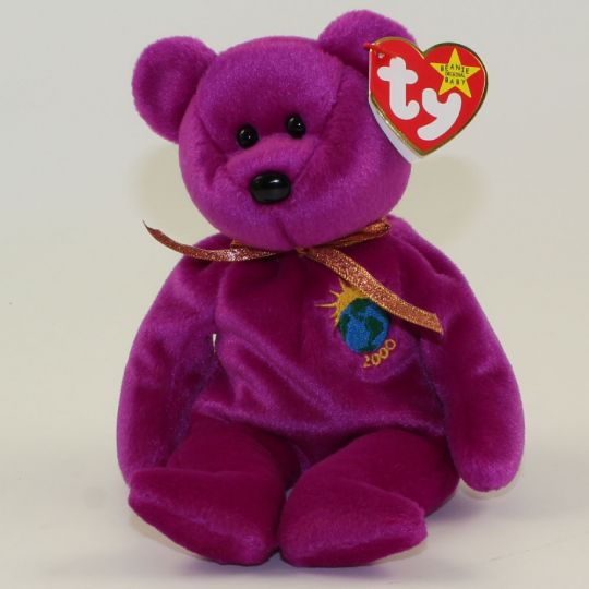 Purple Millennium 2000 Buddy Bear .Good Condition. Ty Beanie Baby 