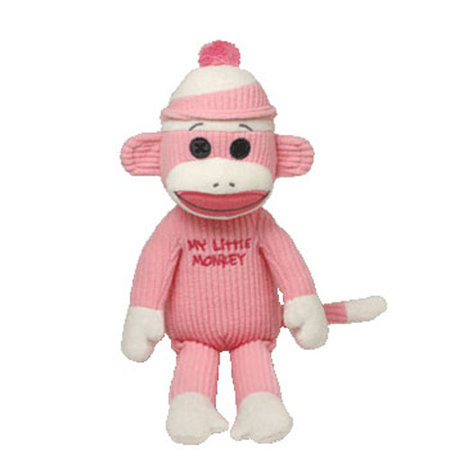 TY Beanie Baby - MY LITTLE MONKEY the Sock Monkey (Pink) (10 inch)