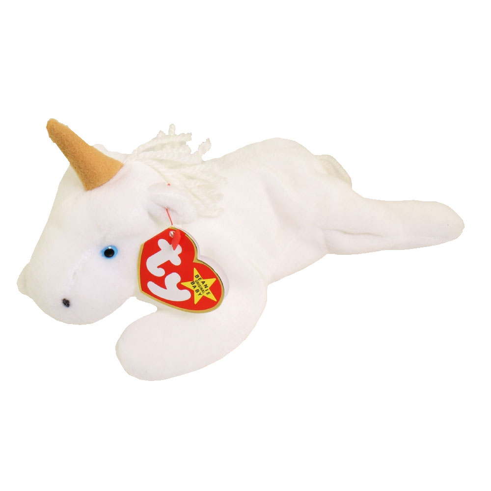 TY Beanie Baby - MYSTIC the Unicorn (tan horn & yarn mane