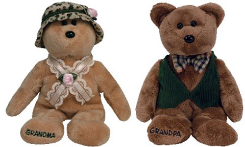 TY Beanie Babies - GRANDPARENTS SET of 2 BEARS ( Napa & Papa ) (Internet Exclusives - 8.5 inch)