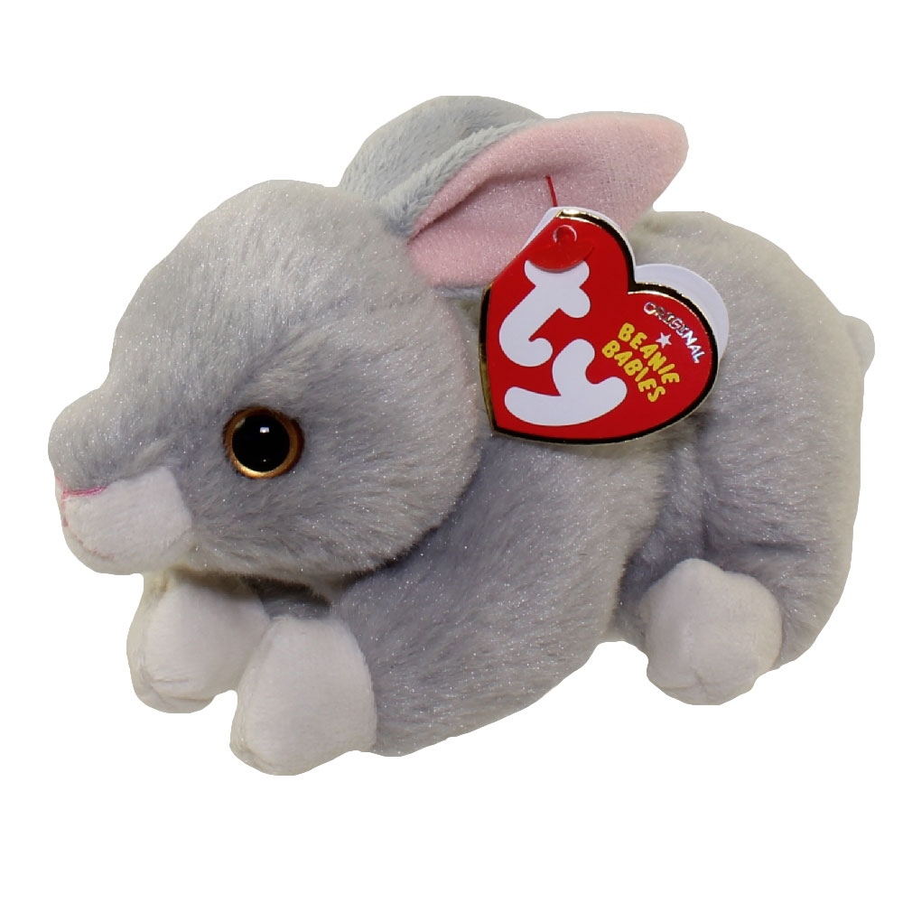 TY Beanie Baby - NIBBLER the Grey Bunny (6 inch)