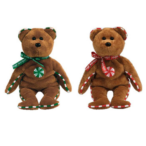 TY Beanie Babies - HALLMARK HOLIDAY BEARS (Set of 2 - Peppermint & Spearmint) (8.5 inch) Rare!