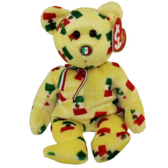 TY Beanie Baby PINATA the Bear (Mexican Flag Nose) inch
