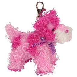 TY Pinkys - GLITTERS the Pink Dog (Metal Key Clip) (4 inch)