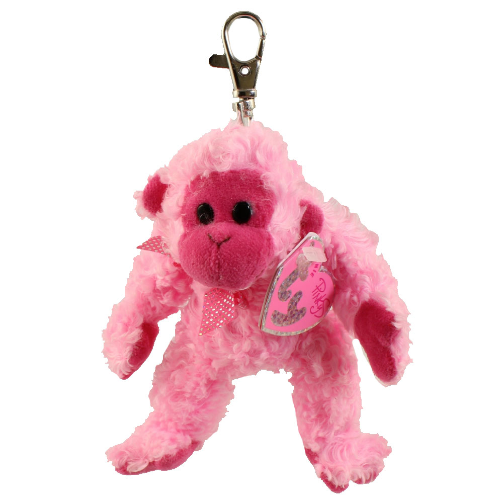 TY Pinkys - JULEP the Pink Monkey (Metal Key Clip) (4 inch)