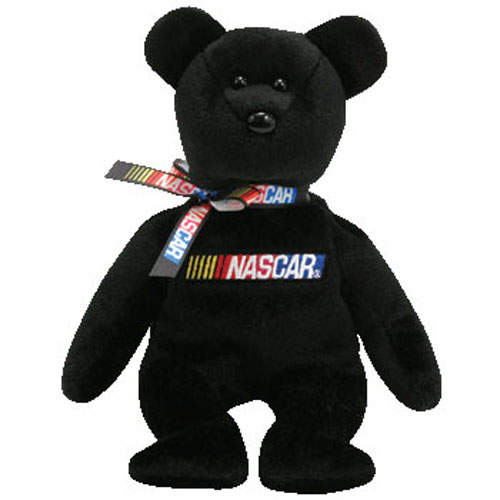 TY Beanie Baby - RACER the Nascar Bear ( Black Version ) (8.5 inch)