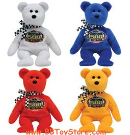 TY Beanie Babies - RACING GOLD the Nascar Bears (Set of 4 - Yellow, White, Red & Blue) (8.5 inch)