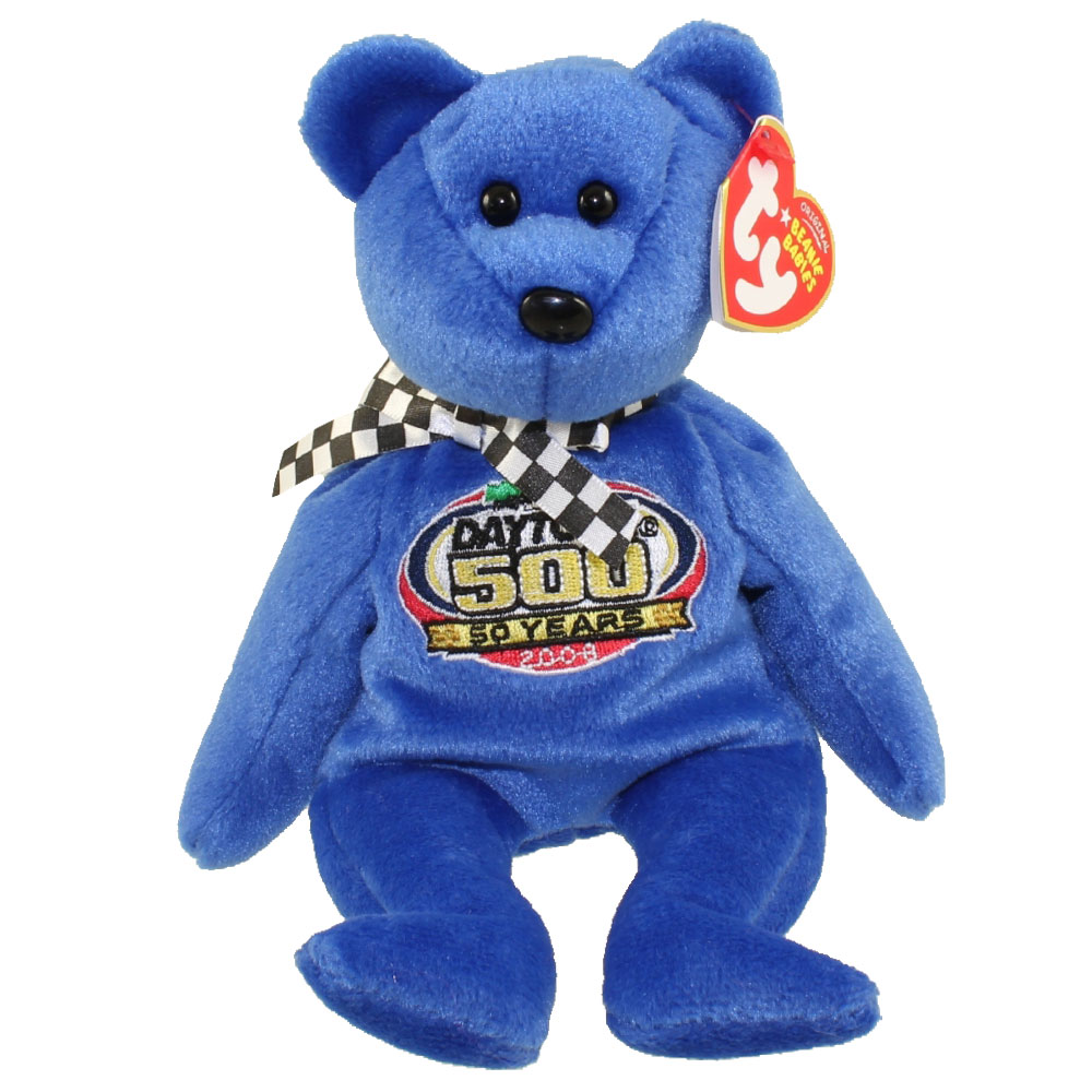TY Beanie Baby - RACING GOLD the Nascar Bear ( Blue Version ) (8.5 inch)