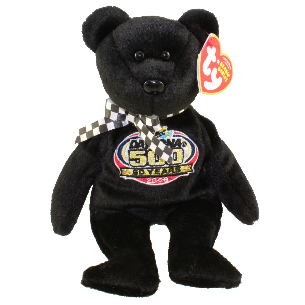 TY Beanie Baby - RACING GOLD the Nascar Bear ( Black Version - Internet Exclusive ) (8.5 inch)
