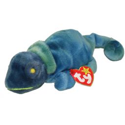 TY Beanie Baby - RAINBOW the Chameleon (dark blue) (9 inch)