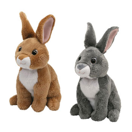 TY Beanie Babies - BUNNY RABBITS (Set of 2 - Fields & Orchard) (7 inch)