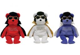TY Beanie Babies - ELVIS Walgreens Exclusive Bears (Set of 3 - Shake Rattle, Teddy Bear & Beanies..)