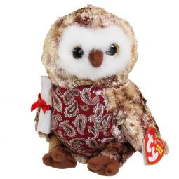 TY Beanie Baby - SMARTY the Graduation Owl (w/Red Chest & No Hat version) (6.5 inch)