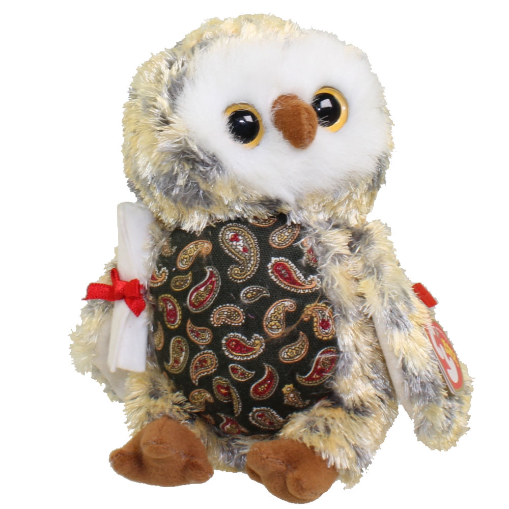 TY Beanie Baby - SMARTY the Graduation Owl (w/Green Chest & No Hat version) (6.5 inch)