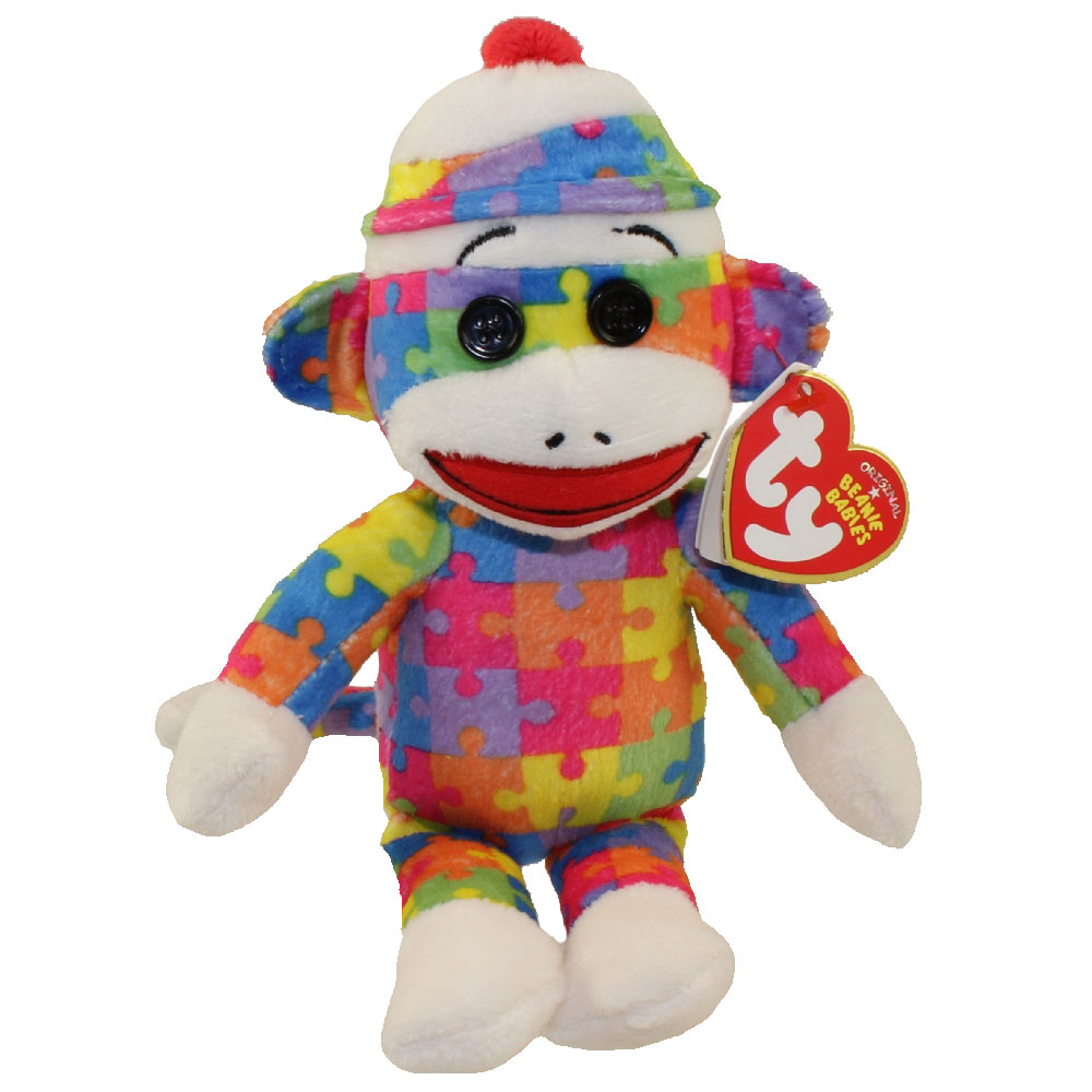 TY Beanie Baby - SOCK MONKEY (Puzzle - 8.5 inch)