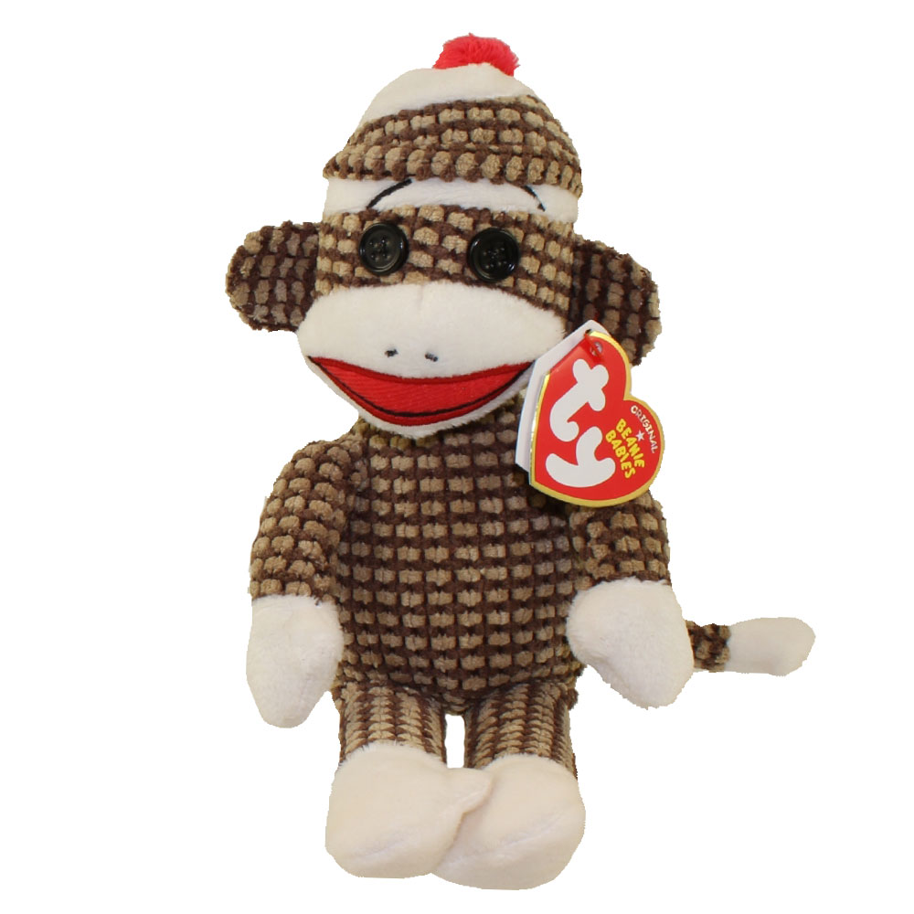 TY Beanie Baby - SOCK MONKEY (Brown Quilted - 8.5 inch)