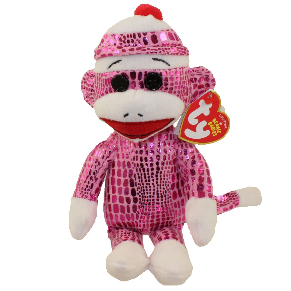 TY Beanie Baby - SOCK MONKEY (Sparkle Pink) (8.5 inch)