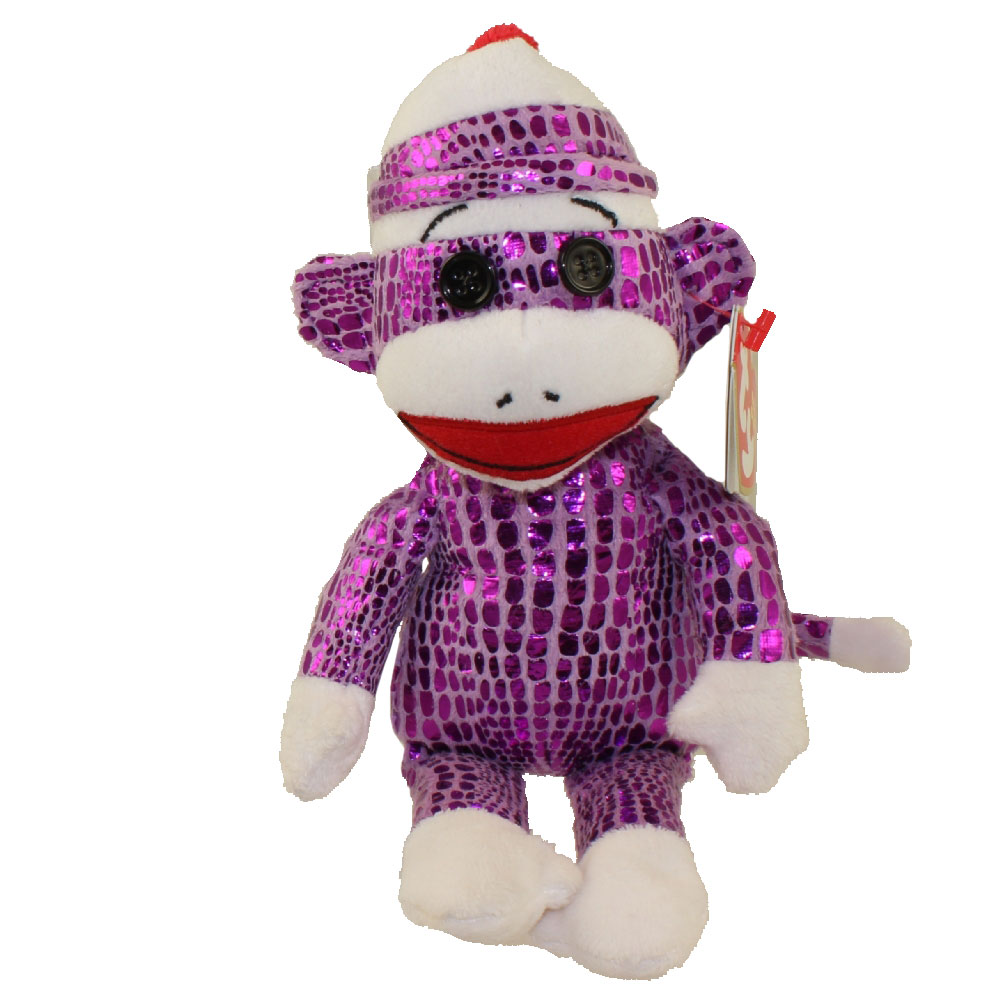 TY Beanie Baby - SOCK MONKEY (Sparkle Purple) (8.5 inch)