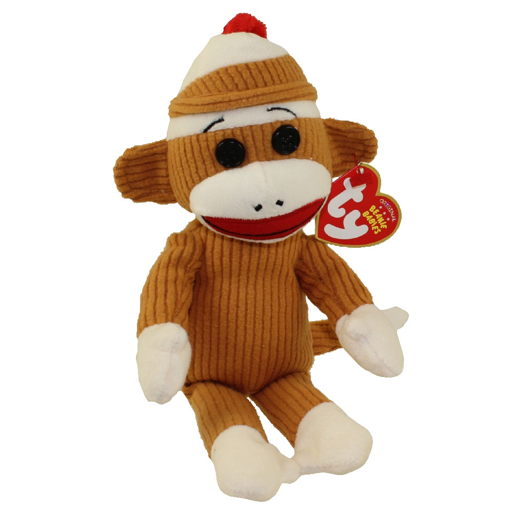 TY Beanie Baby - SOCKS the Sock Monkey (Tan Corduroy) (8.5 inch)