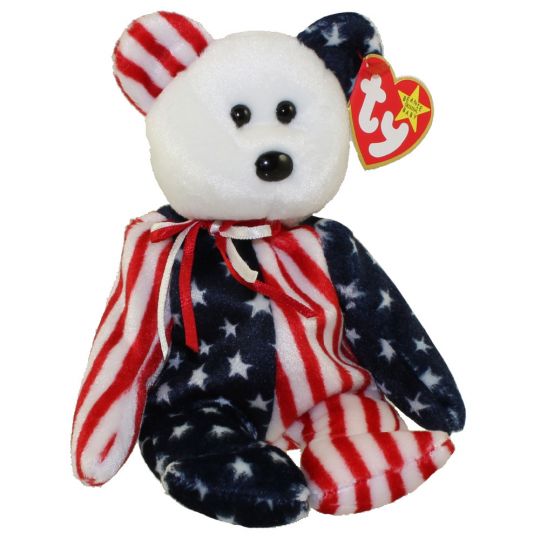 TY Beanie Baby SPANGLE the Bear White Head Version 8.5 inch