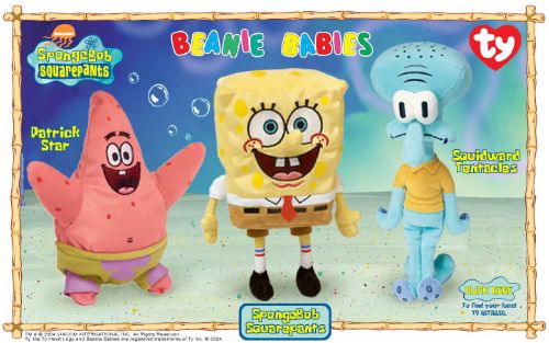 TY Beanie Babies - SPONGEBOB SQUAREPANTS MOVIE PROMOS (Set of 3 - Spongebob, Patrick & Squidward)