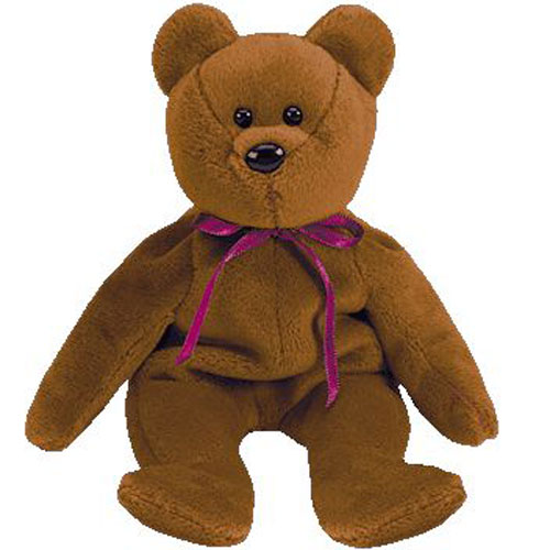 TY Beanie Baby Babies TEDDY the New Face Brown Bear MWMT