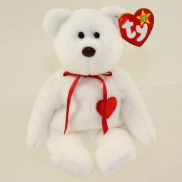 TY Beanie Baby - VALENTINO the BEAR (PE Pellets Tush Tag & Spelling Error) MWMTs