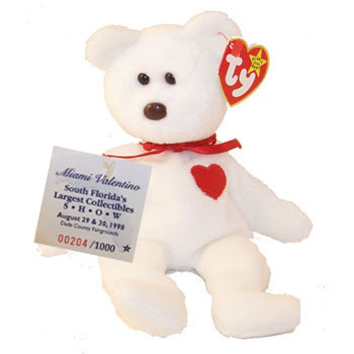 TY Beanie Baby - VALENTINO the Bear ( w/ Miami Collectibles Show Tag ...