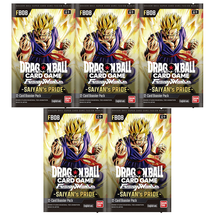 Bandai Dragon Ball Super Trading Cards - Fusion World Saiyan's Pride FB08 - PACKS [5 Pack Lot]