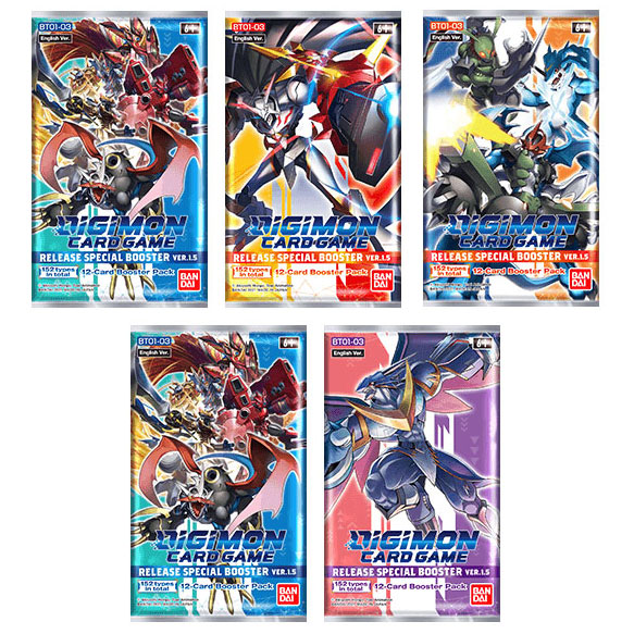 Digimon English Trading Card Game - Release Special Booster V1.5 - PACKS (5 Pack Lot) BT01-03