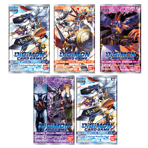 Digimon English Trading Card Game - Release Special Booster Ver. 1.0 - PACKS (5 Pack Lot) BT01-03