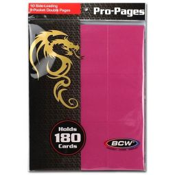 BCW Trading Card Supplies - PACK OF 10 SIDE-LOADING 9-POCKET DOUBLE PAGES (Pink - Holds 180 Cards)