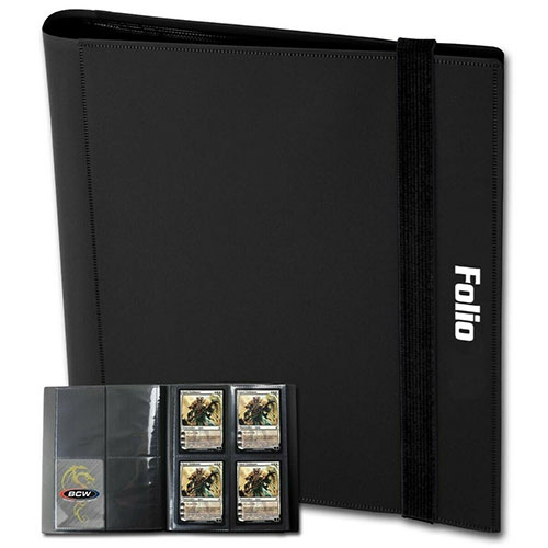 Trading Card Supplies - BCW 4-Pocket Double Pages Folio Album - BLACK (20 Pages - Holds 160 Cards)