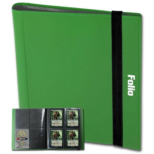 Trading Card Supplies - BCW 4-Pocket Double Pages Folio Album - GREEN (20 Pages - Holds 160 Cards)