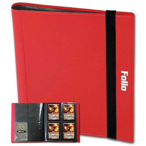 Trading Card Supplies - BCW 4-Pocket Double Pages Folio Album - RED (20 Pages - Holds 160 Cards)